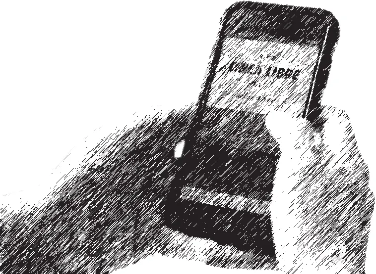 Une main tient un téléphone portable avec l’application Línea Libre ouverte à l’écran.